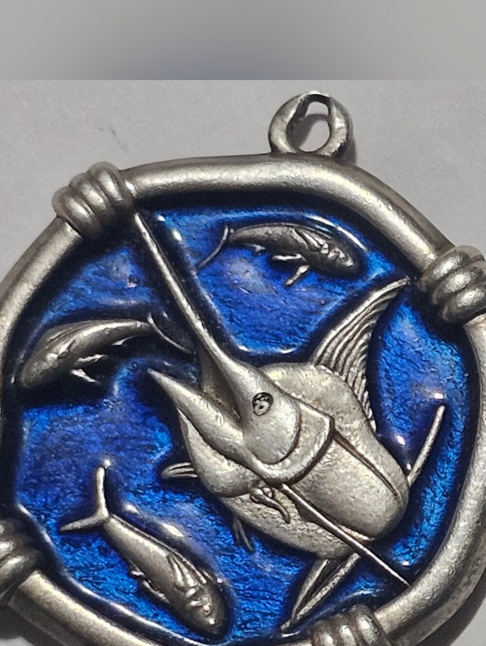 Guy Harvey Sterling Blue Enamel Swordfish Pendant Fish Tank Ornament - Sterling